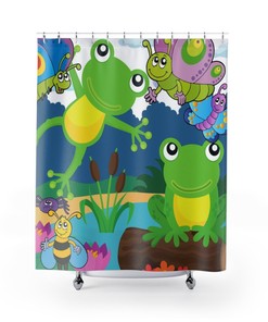 Cute Frogs Design Shower Curtain - Lovely Patterns For Kids Bathroom