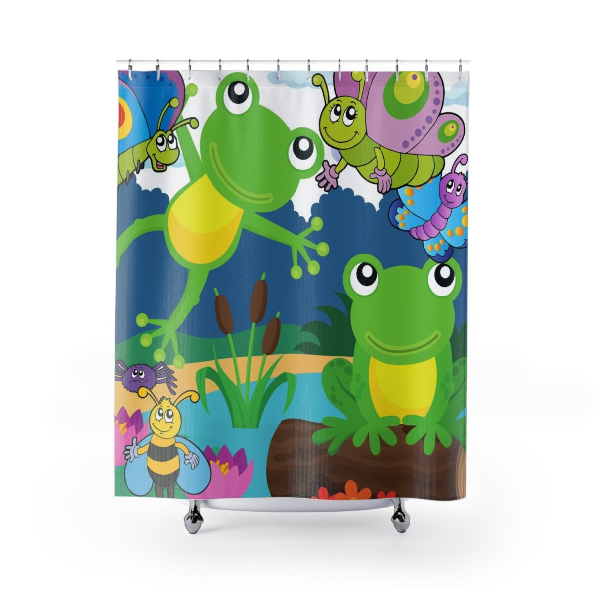 Cute Frogs Design Shower Curtain - Lovely Patterns For Kids Bathroom