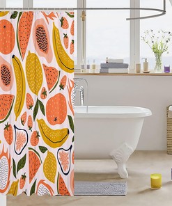 Cute Fruit Shower Curtain For Kids And Adults - Watermelon, Strawberry, Lemon, And Pitaya