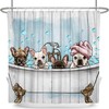 Cute Funny Dog Shower Curtain for Kids with Teal Blue Bathtub Print