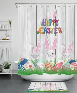 Cute Funny Egg With Spring Flower Shower Curtain For Easter Bathroom Decor