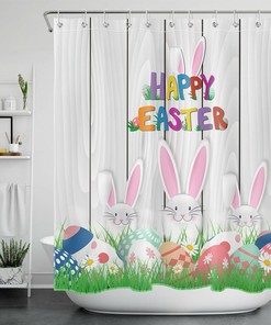 Cute Funny Egg With Spring Flower Shower Curtain For Easter Bathroom Decor