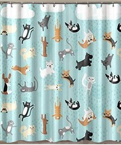 Cute Funny Raining Cats and Dogs - Printed Shower Curtain Ideas for Kids Bathroom