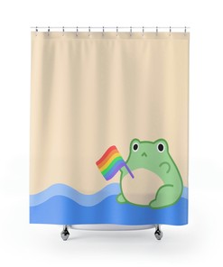 Cute Gay Froggy Shower Curtain For Kids Bathroom 
