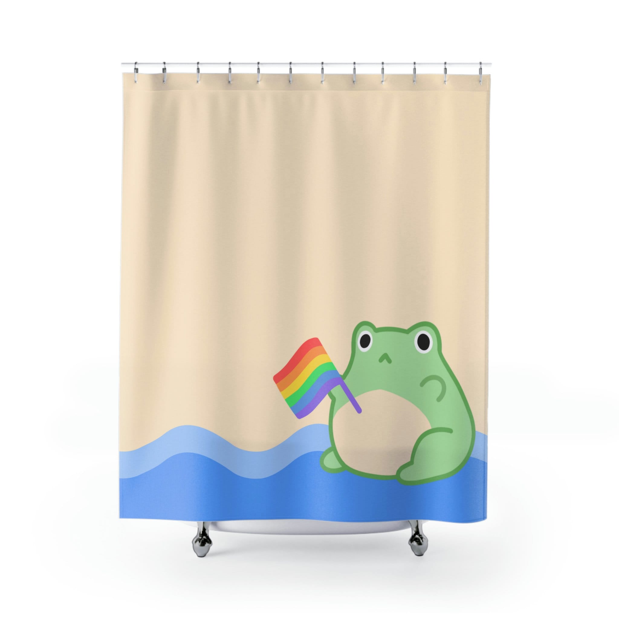 Cute Gay Froggy Shower Curtain For Kids Bathroom
