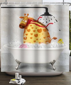 Cute Giraffe Soap Bubble Funny Shower Curtain - Cute Bathroom Decor