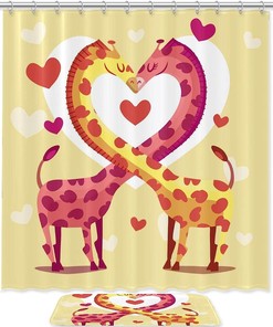 Cute Giraffes Bath Curtain - Waterproof Fabric For Lovely Bathroom Decor