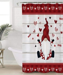 Cute Gnome Love Heart Mother's Day Shower Curtain - Heartfelt Bathroom Decor