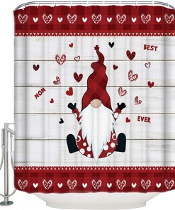 Cute Gnome Love Heart Mother's Day Shower Curtain - Heartfelt Bathroom Decor