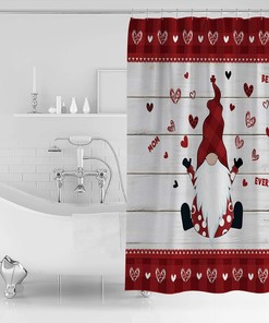 Cute Gnome Love Heart Mother's Day Shower Curtain - Heartfelt Bathroom Decor