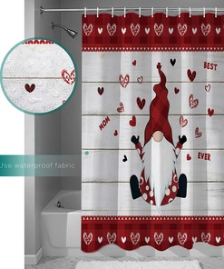 Cute Gnome Love Heart Mother's Day Shower Curtain - Heartfelt Bathroom Decor