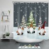 Cute Gnome Snowflake Christmas Tree Shower Curtain With Bathroom Accessories