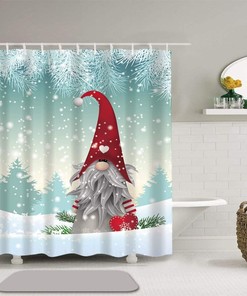 Cute Gnome Snowman Snowflake Christmas Shower Curtain - Fun Festive Bathroom Decor