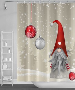 Cute Gnome Snowman Snowflake Christmas Shower Curtain - Fun Festive Bathroom Decor