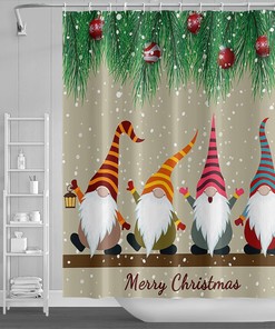 Cute Gnome Snowman Snowflake Christmas Shower Curtain - Fun Festive Bathroom Decor