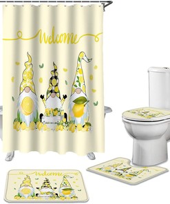 Cute Gnome with Lemon Rustic Yellow Backdrop Vintage Shower Curtain