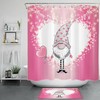 Cute Gnome with Pink Love Hearts Shower Curtain for Bathroom Decor
