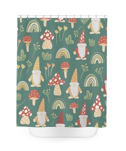 Cute Gnomes And Rainbows Bathroom Decor Shower Curtain With Mushrooms For Bathroom Decor