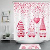 Cute Gnomes with Pink Heart Balloons Shower Curtain for Bathroom Decor