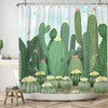 Cute Green Cactus and Butterfly Shower Curtain for Girls and Kids Bathroom Decor
