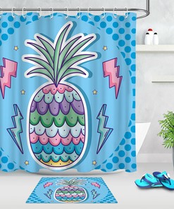 Cute Green Frog And Pond Cartoon Waterproof Fabric Shower Curtain