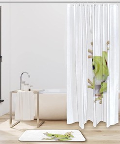 Cute Green Frog Background Shower Curtain For Fun Bathroom Decor