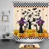 Cute Halloween Pumpkins With Cartoon Owls And Cats Print Shower Curtain