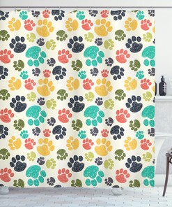 Cute Hand-Drawn Paws Print Dog Lover Shower Curtain For A Quirky Bathroom