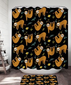 Cute Hanging Sloths Vintage Bathroom Shower Curtain For Relaxing Atmosphere