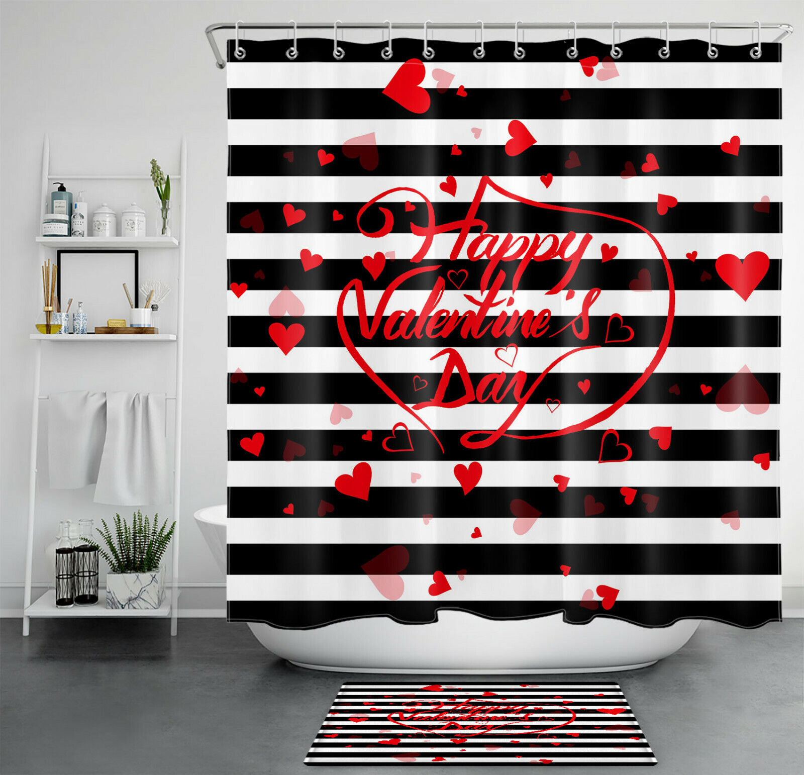 Cute Heart Illustration Shower Curtain