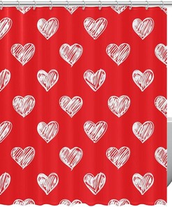 Cute Heart Shower Curtain For Personalized And Waterproof Bathroom Decor
