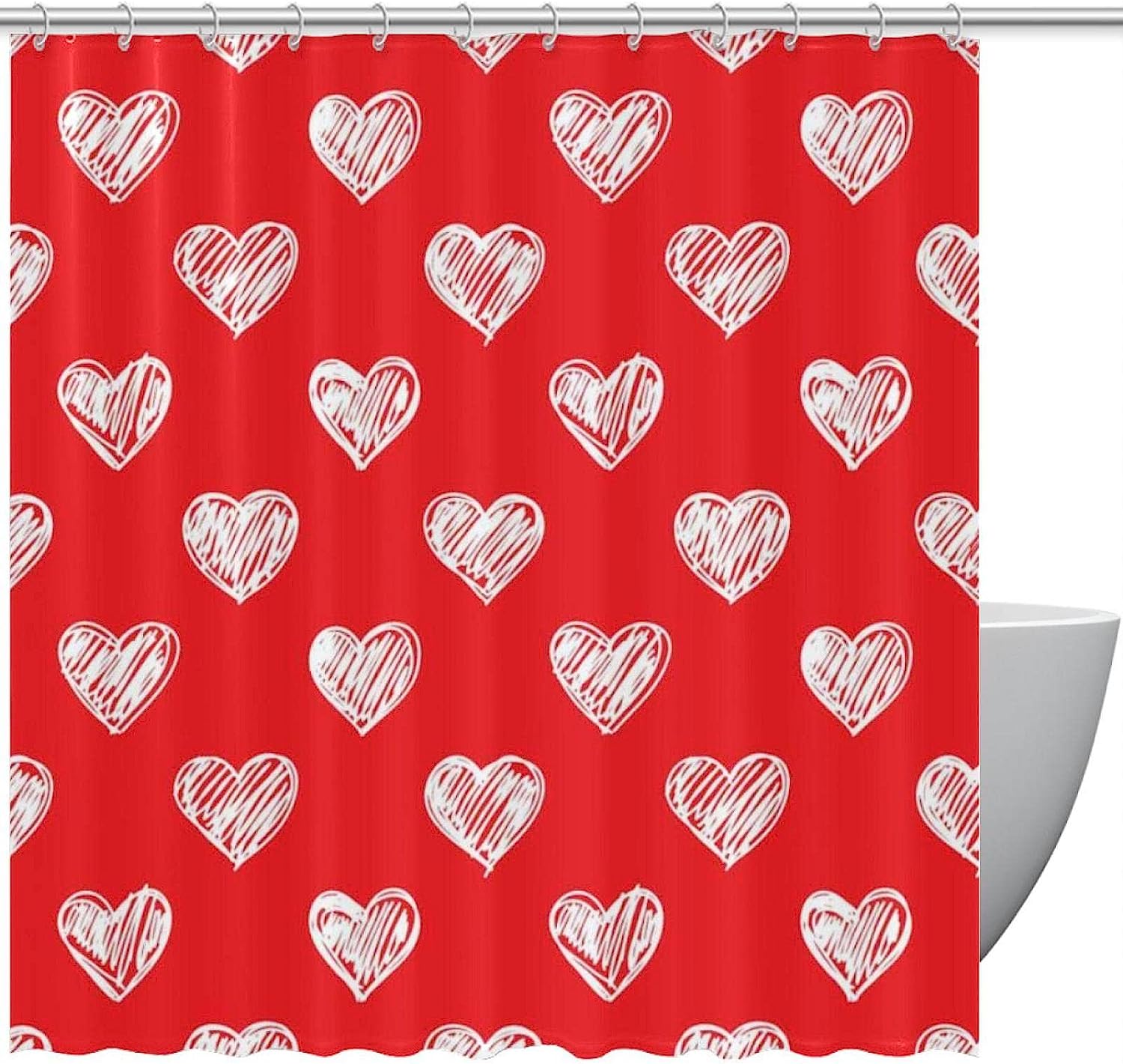 Cute Heart Shower Curtain For Personalized And Waterproof Bathroom Decor