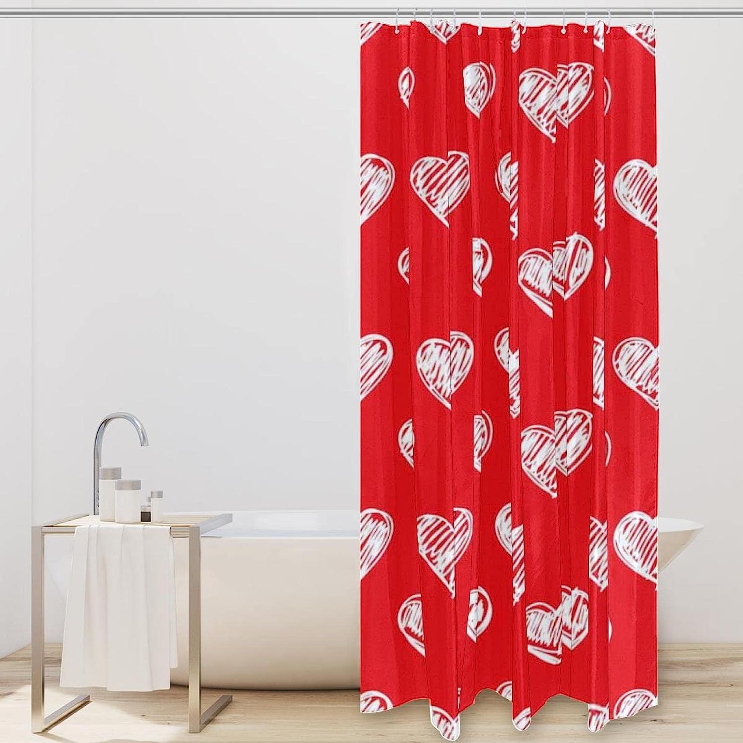 Cute Heart Shower Curtain For Personalized And Waterproof Bathroom Decor - Image 2