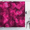Cute Hearts Blurry Print Shower Curtain With Hot Pink Background