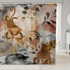 Cute Hedgehog Monkey Deer Animal Kids Shower Curtain for Attractive Bathroom Decor