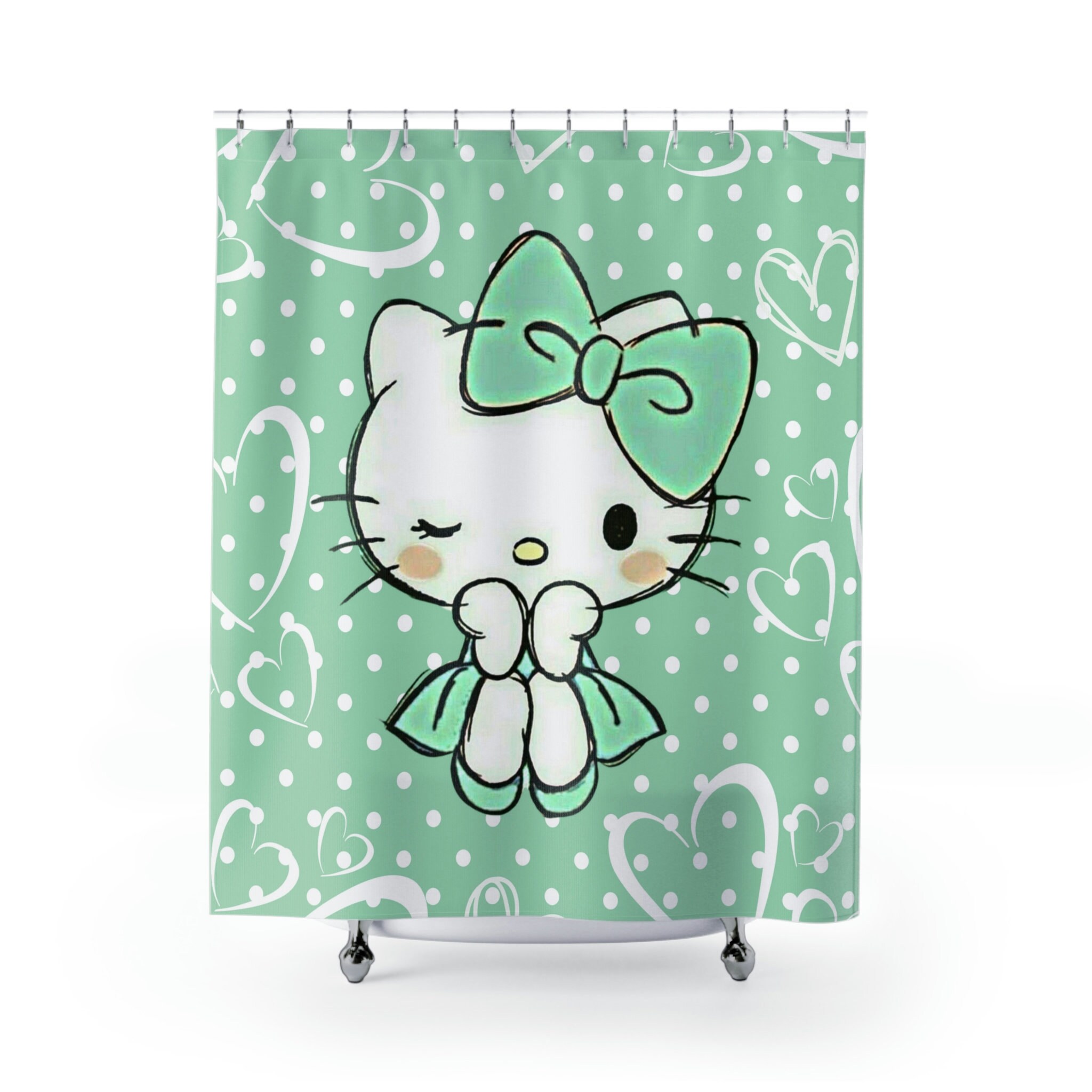 Cute Hello Kitty Kids Bathroom Shower Curtain, Stylish One Sided Print For Playful Decor - Image 2