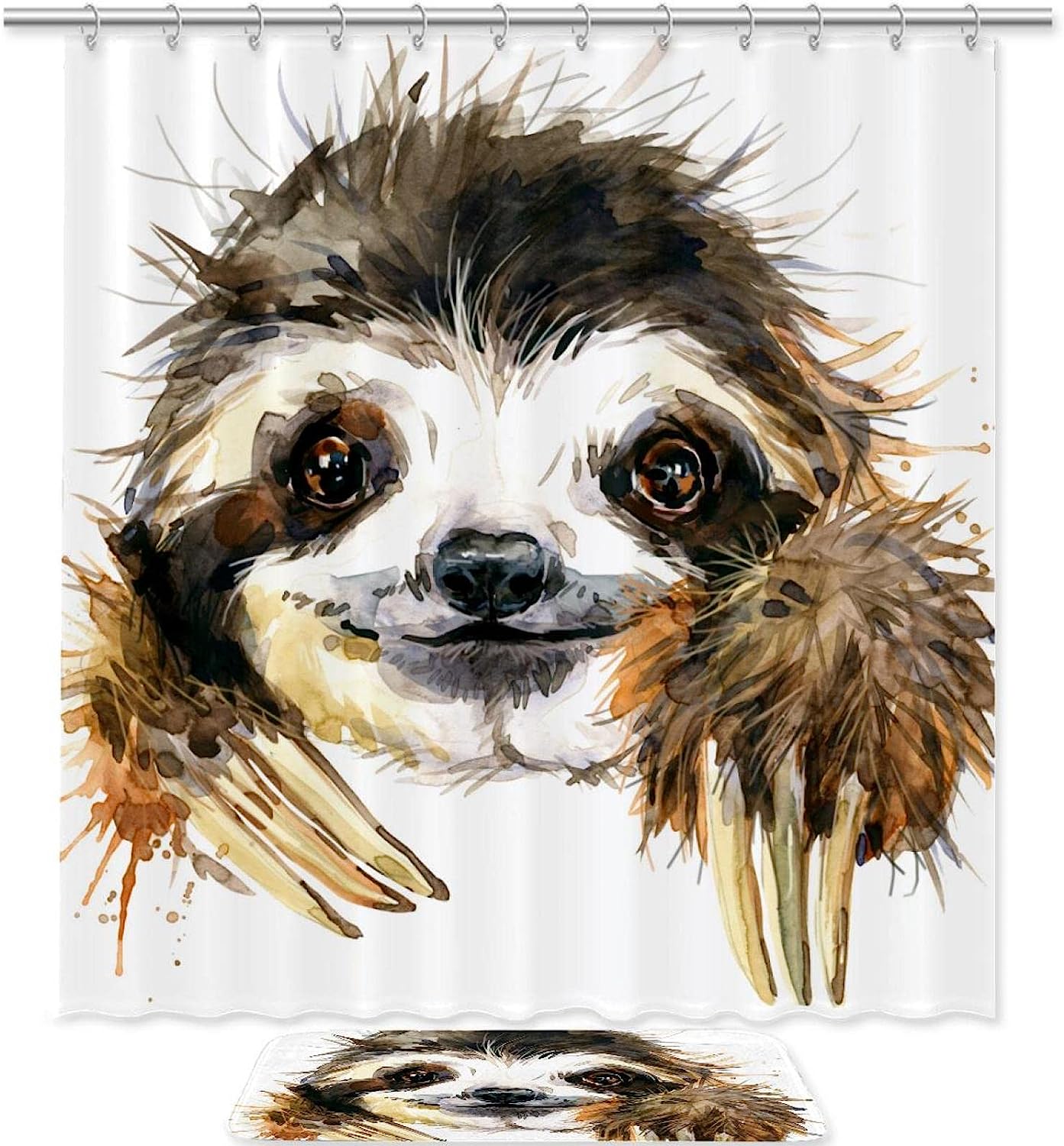 Cute Hipster Sloth Unique Shower Curtain For Playful And Waterproof Bathroom Decor