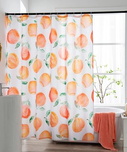 Cute Honey Peach Allover Fruits Shower Curtain for Fun Bathroom Decor 