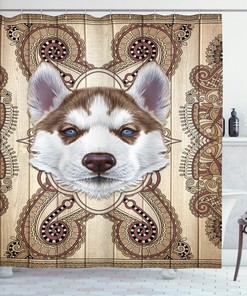 Cute Husky Puppy Portrait Young Copper Red Dog Luxury Shower Curtain For Animal Lovers
