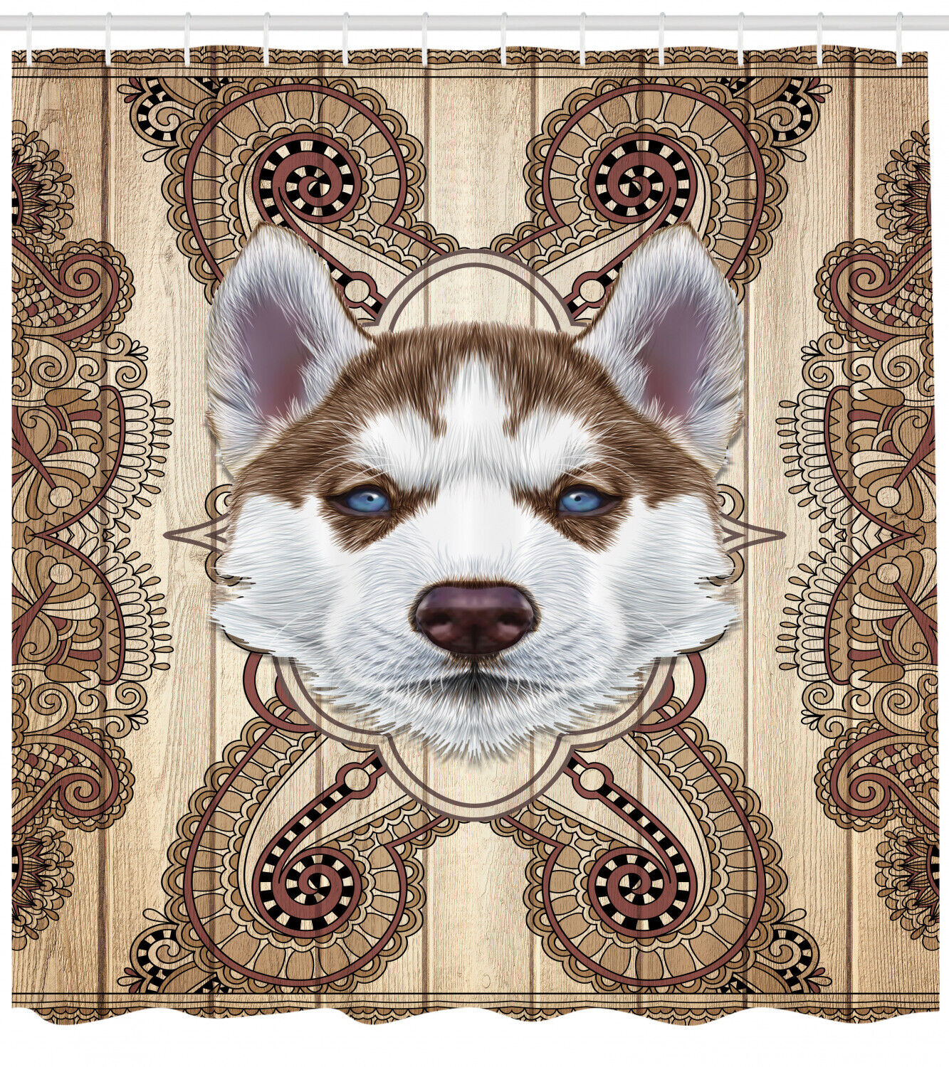 Cute Husky Puppy Portrait Young Copper Red Dog Luxury Shower Curtain For Animal Lovers - Image 2