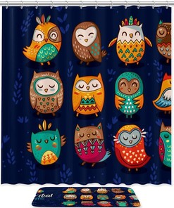 Cute Indian Owl Print Shower Curtain For Rustic And Nature-Inspired Bathroom Decor