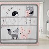 Cute Kawaii Fox Owl Print Castle Fairy Wild Animals And Pink Plant Stripes Shower Curtain