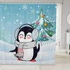 Cute Kawaii Penguin Shower Curtain, Lovely Bathroom Decor with Festive Animal Print 