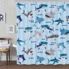 Cute Kids Shark Travel Shower Curtain For Underwater-Themed Bathroom Decor