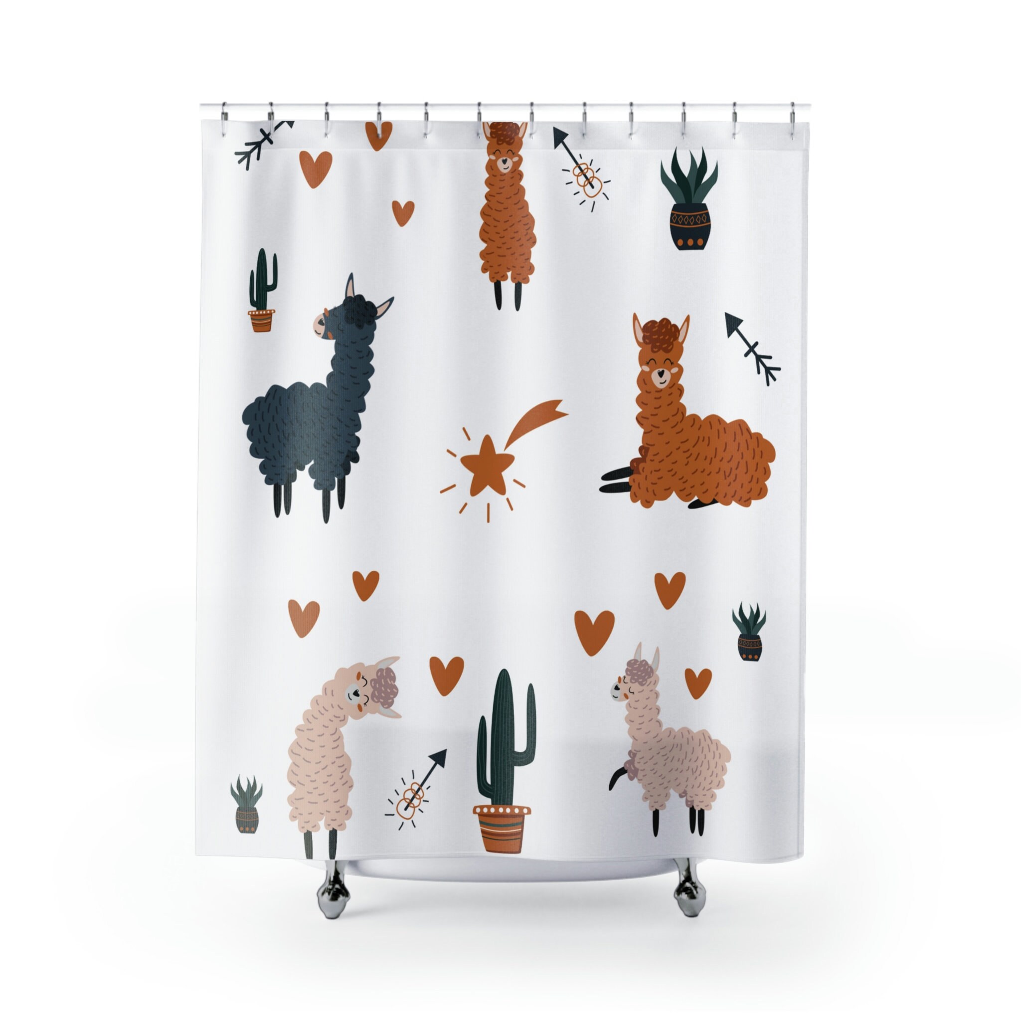 Cute Lama Kids Bathroom Shower Curtain for Adorable Bathroom Decor