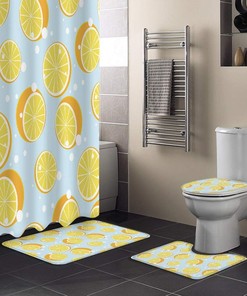 Cute Lemon Fruit Pattern Luxury Shower Curtain