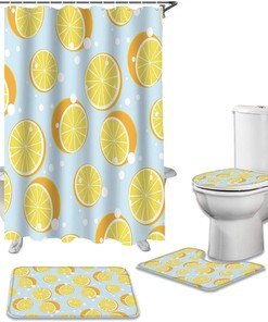Cute Lemon Fruit Pattern Luxury Shower Curtain