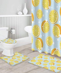 Cute Lemon Fruit Pattern Luxury Shower Curtain