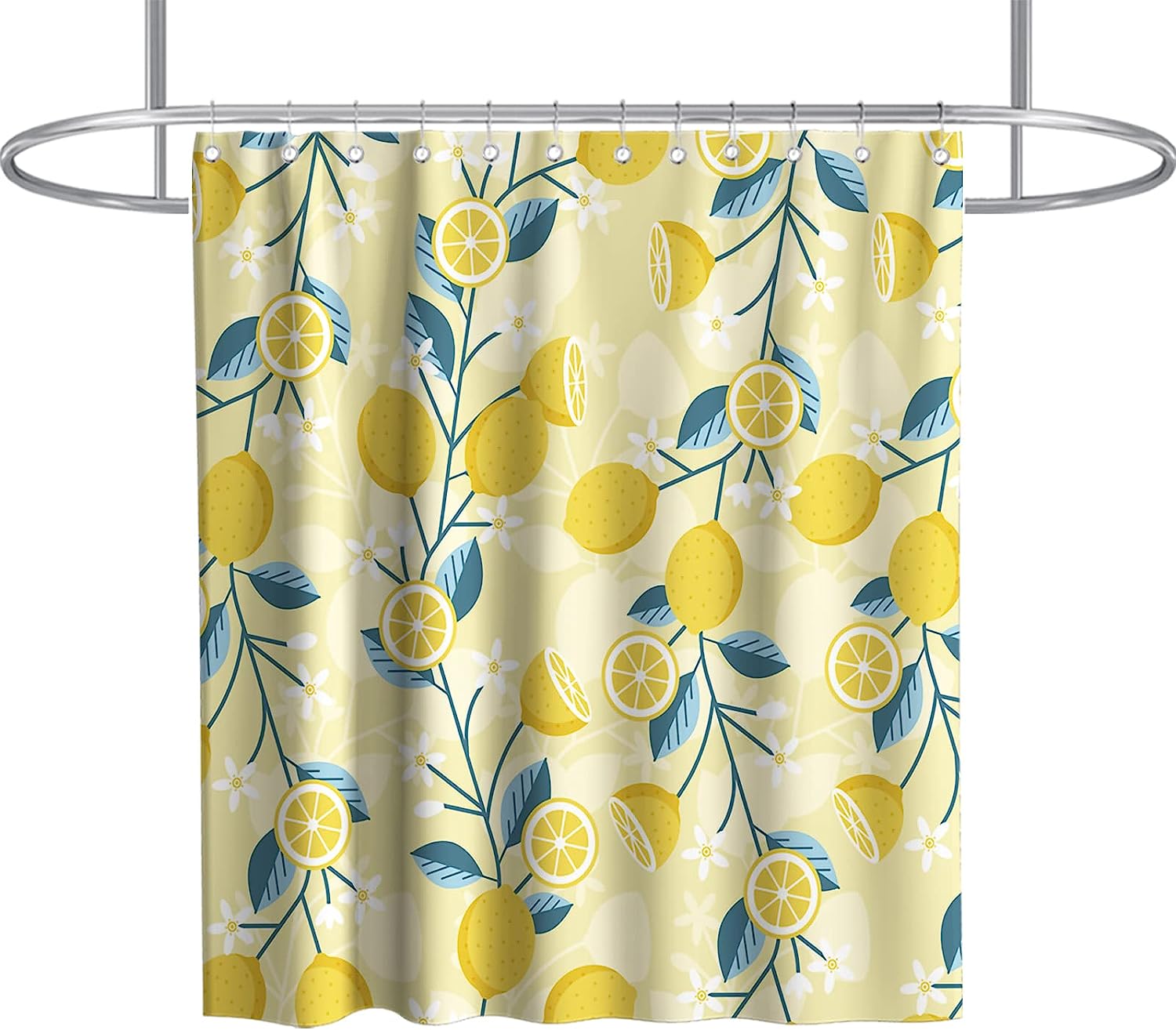 Cute Lemon Fruit Vintage Bathroom Shower Curtain Waterproof Washable Yellow