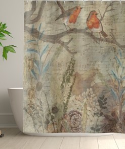 Cute Little Bird Musica Gift Idea Shower Curtain